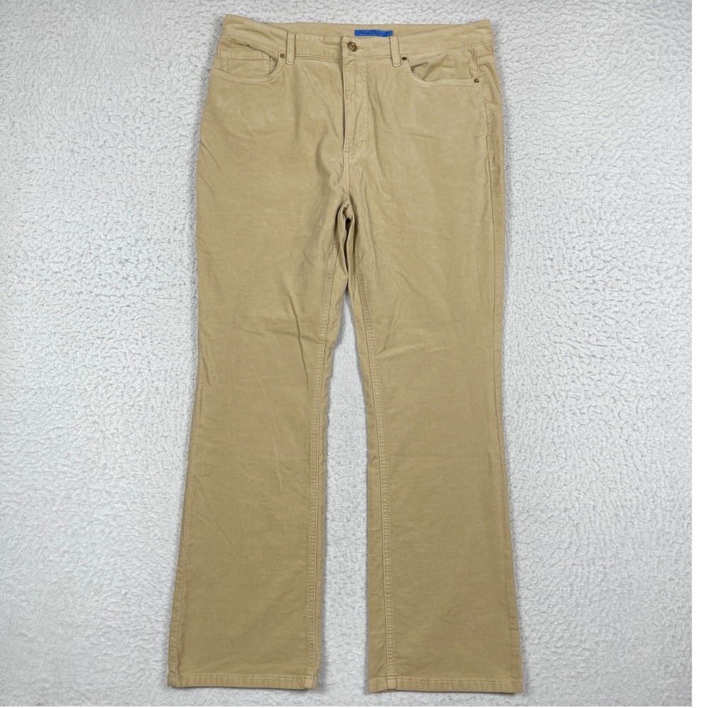 J McLaughlin Kick Flare Jeans Womens 14 Tan Velvet Stretch Casual Neutral